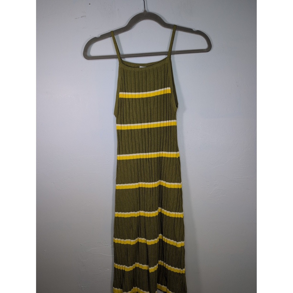 Compania Fantastica Dress Green Yellow Striped New Large